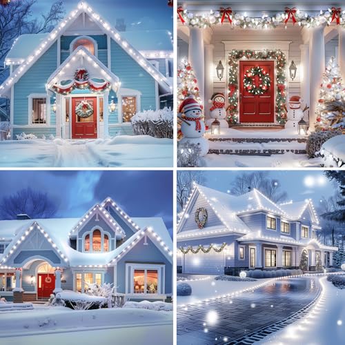 Brightown C9 Christmas String Lights White, 66ft 100 LED Faceted Christmas Lights on Green Wire, Plug-in Large Bulb Strawb...