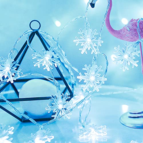 DomeStar Christmas Snowflake String Lights,9.8Ft 20 LED Battery Powered Christmas Fairy Lights Hanging Decor for Xmas Tree...