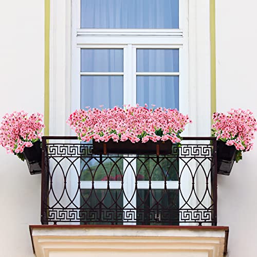 Jutom 24 Pcs Artificial Flowers Outdoor Decoration, UV Resistant Silk Fall Faux Flowers Plants Bulk, Realistic, No Fade fo...