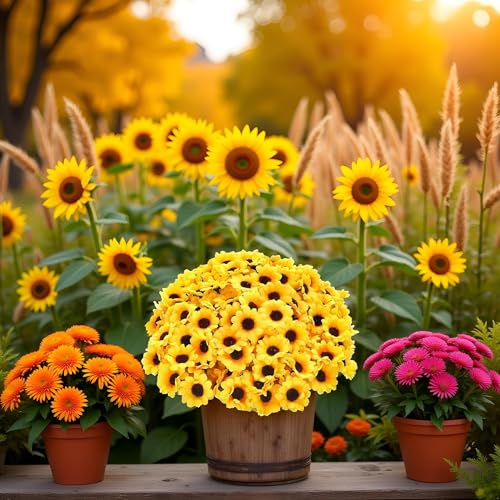 Xinjincang 100Pcs Yellow Fashion Artificial Flower Heads Mini Fake Sunflower Decorative Fabric Flowers Craft Floral Embell...