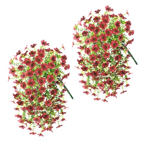 ZFProcess Artificial Hanging Flowers for Outdoors Spring Decoration, 2PCS Silk Fake Daisy Realistic Outdoor Flowers UV Res...