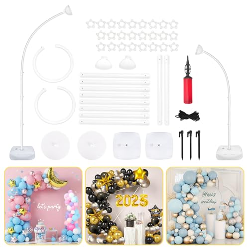 OurWarm 8.2FT & 6FT Balloon Arch Stand, Free Bending Top Balloon Arch Kit, Half Arch Balloon Stand with Base for Floor, Ba...