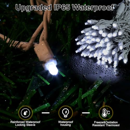 50 Counts Cool White LED Christmas Lights - 25ft Christmas Tree Lights Commercial Grade Outdoor Waterproof, White Wire Coo...