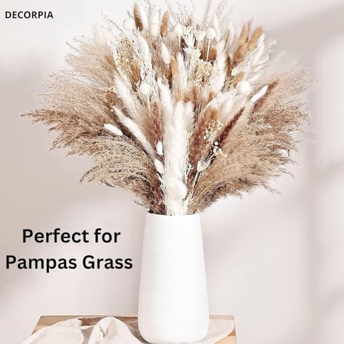 12 Inch Tall Premium Quality Ceramic Vase | Flower Vase for Home Decor | Farmhouse Decor, Desk Decor, Modern Decor, Aesthe...