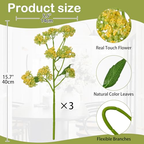 Nature Crafted 3PCS Wildflowers Artificial Flowers Silk Spring Flowers Summer Flower Patrinia Bouquet for Home Wedding Par...