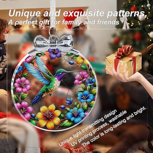 Hummingbird Stained Glass Christmas Ornament - Hanging Ornaments for Christmas Tree Decorations -Holiday Keepsake Present ...