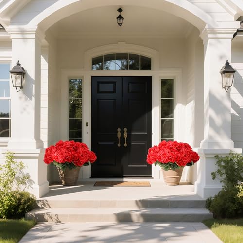 NESCCI 8 Pack Artificial Geranium Flowers for Outdoors UV Resistant Artificial Flowers Silk Geranium Fake Flowers Faux Flo...