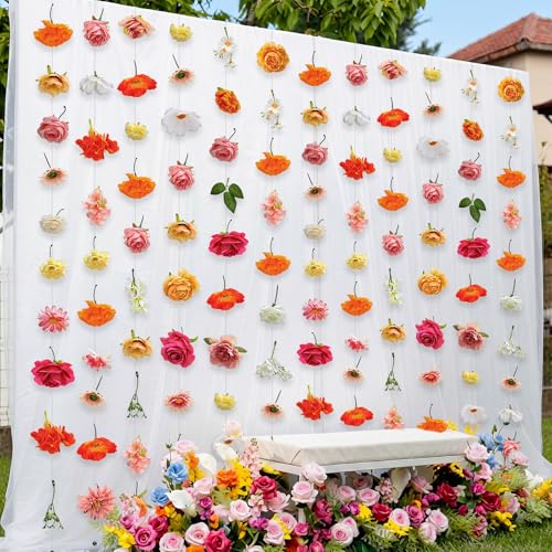 Suncalla 12 Pcs 70.8 ft Flower Garlands Hanging Artificial Wildflower Vine Decor from Ceiling Floating Floral Backdrop Sil...