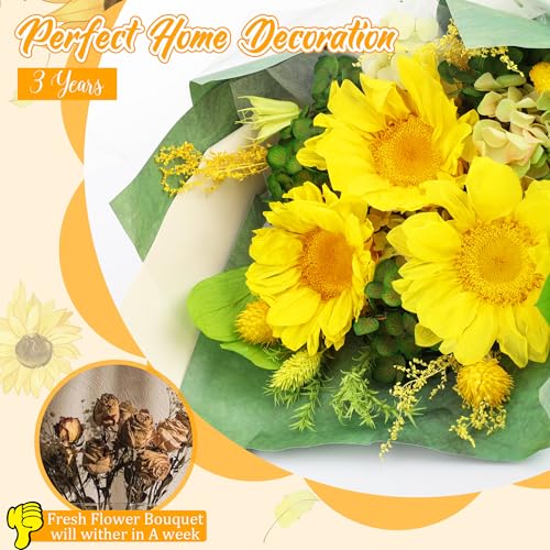 Forever Flowers for Delivery, Preserved Flowers Fresh Sunflower Bouquet, Sophisticated Packaging Preserved Flower Bouquet ...