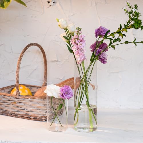 Devilfire 12Pcs Glass Cylinder vases for Centerpieces, 6 Inches Tall Flower Vases Wedding Decorations,Bulk Cylinder Flowe...