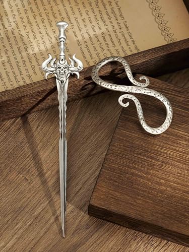 HAQUL Baphomet Head Hairpin, Viking Jewelry Clip Minimalist, Celtic Knot Hair Accessories for Women