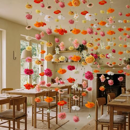 Suncalla 12 Pcs 70.8 ft Flower Garlands Hanging Artificial Wildflower Vine Decor from Ceiling Floating Floral Backdrop Sil...