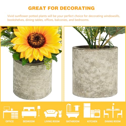 COCOBOO Sunflower Artificial Flowers Pot, Sunflower Decor, Yellow Fake Flower in Pots, for Home Bathroom Kitchen