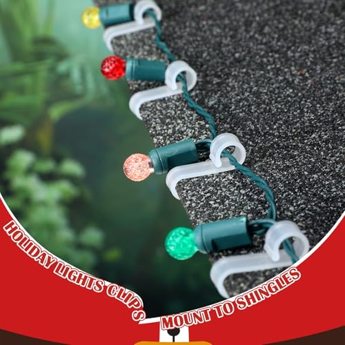 Namalu 100 Pcs Christmas Light Clips Gutter Clips for Hanging Outdoor Lights Plastic Weatherproof Gutter Hooks Hanging Str...