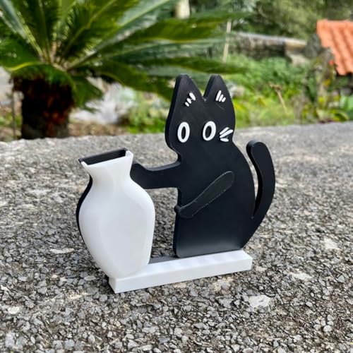 Cat Push Flower Vase for Home Decor Cute Vases for Table Room Decor Unique Lollipop Vases for Women Cat Lover Birthday Gif...