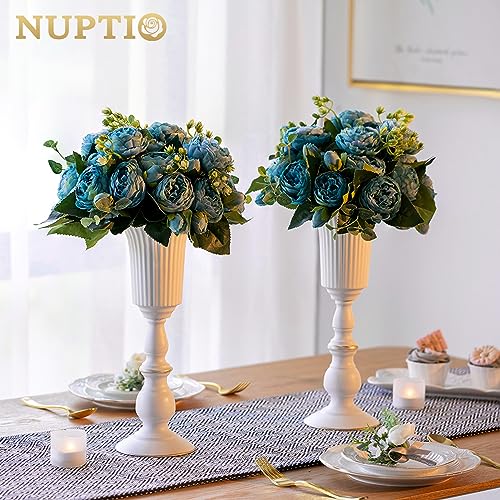 Nuptio 2 Pcs Metal Flower Vase White Table Decorative Centerpiece, Elegant Wedding Centerpieces Vase for Party Anniversary...