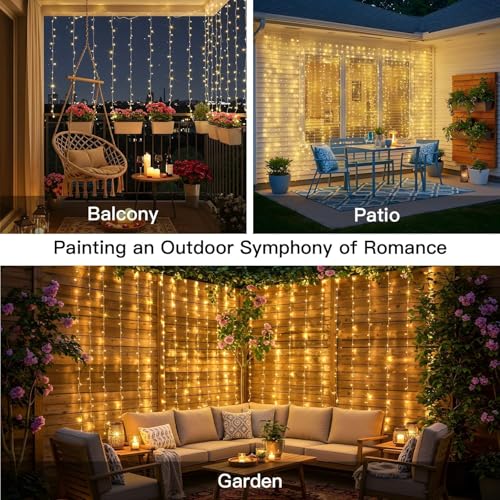 suddus Curtain Lights for Bedroom, 200 Led Hanging String Light Outdoor, Fairy Curtain Lights Indoor for Christmas, Dorm, ...