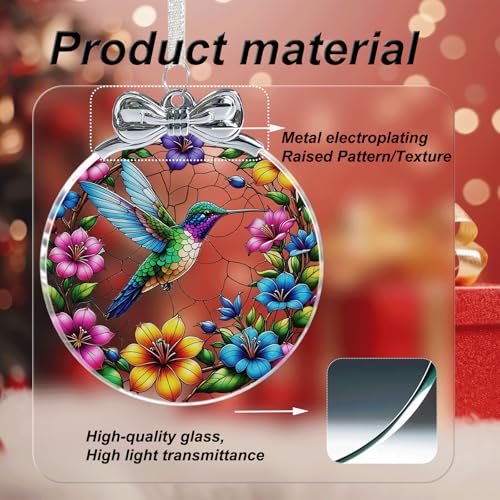 Hummingbird Stained Glass Christmas Ornament - Hanging Ornaments for Christmas Tree Decorations -Holiday Keepsake Present ...