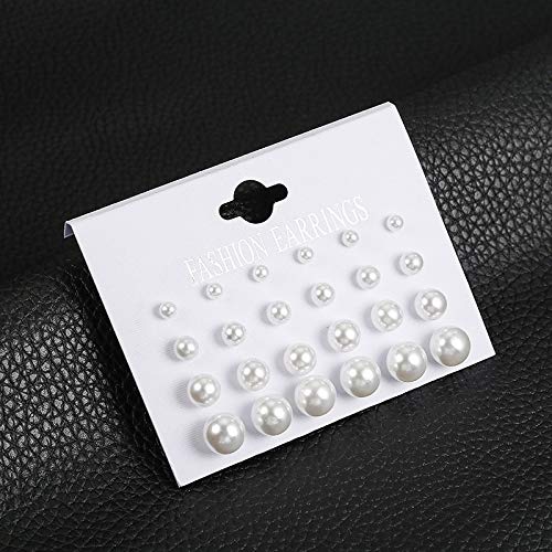 Pearl Earrings Studs for Women, White Pearl CZ Earrings Bridal Simulated Pearl Rhinestone Pearls Stud Earrings Jewelry Set...