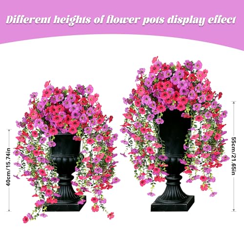 AmberFun Artificial Flowers for Outdoors, UV Resistant 2 Bundles Fake Silk Flowers for Outside, Realistic Faux Plants for ...