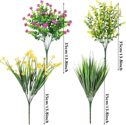 Ageomet 9pcs Spring Flowers Artificial Flowers Outdoor Cemetery Flowers UV Resistant Plastic Flowers Fake Flowers for Home...