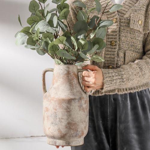 Mitt&Ditt Ceramic Flower Vase with Handles, 11 inch Tall Vase for Centerpieces, Large Decorative Terracotta Vases, Farmhou...
