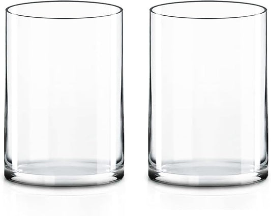CYS Excel 2 PCS Clear Glass Cylinder Vase (D:5" H:7") | Multiple Size Choices Glass Flower Vase Centerpieces | Hurricane F...