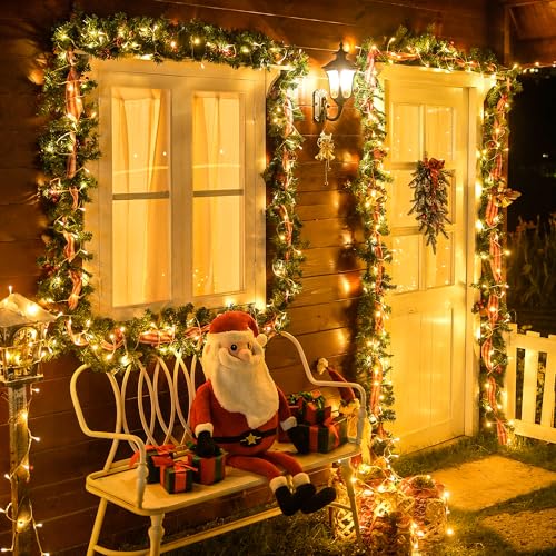 JMEXSUSS 200 LED Christmas Lights Indoor Outdoor, Connectable Warm White Christmas Tree Lights Clear Wire, 66 Ft Twinkle F...