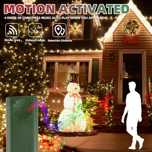 Green Convenience 33ft 100 LED String Lights,Battery Christmas Music Light Waterproof,Motion Sensor Christmas Lights with ...