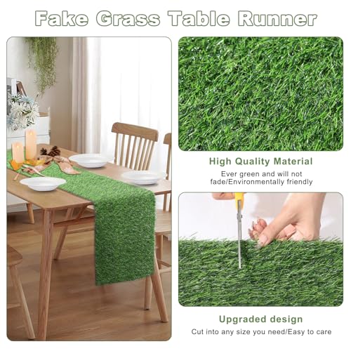 Artificial Grass Table Runners-13 x 84 Inches Faux Grass Table Runner for Golf Themed Party,Synthetic Turf Table Runner fo...