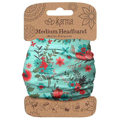 Karma Gifts Poppy Floral Headband for Women - Medium - Fabric Headband and Stretchy Hair Scarf - Multicolor