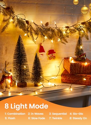 Brightown LED Christmas Mini Lights, 39Feet 100 LED Clear Bulbs String Lights with 8 Light Modes, Connectable Fairy Lights...