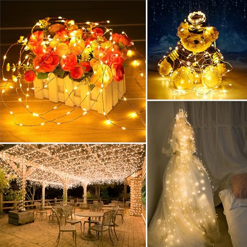 Twinkle Fairy Lights 8 Modes with Remote and Timer 33ft 100LED USB Plug in String Lights Waterproof String Lights for Bedr...