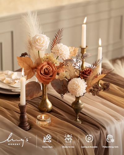 Ling's moment Artificial Flowers Fake Silk Roses Faux Foam Dahlia Combo for DIY Wedding Bouquets Centerpieces Arrangements...