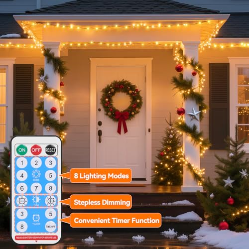 Lakumu 2-in-1 Rechargeable Fairy Lights Battery Operated, 66FT(2×33) Twinkle Lights with Remote & Timer, 200 LED String Li...