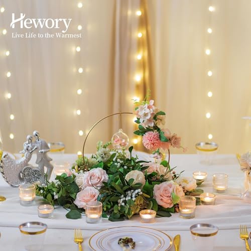 Hewory Glass Tealight Candle Holder: 24 Pcs Clear Tea Lights Votive Candle Holders for Table Centerpiece, Small Glass Tea ...