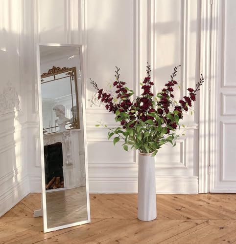 IPOPU Dark Red Flowers Artificial Delphinium 9PCS Burgundy Larkspur Artificial Flowers with Clematis Greenery Burgundy Sil...