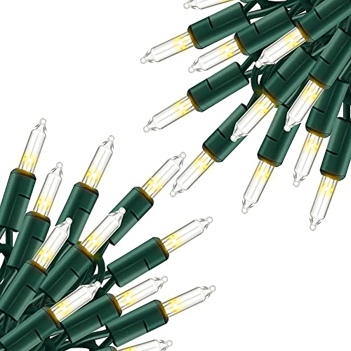 Warm White Christmas Lights, 2 Pack Total 40FT 200 Count Incandescent Christmas Mini Tree String Lights, Waterproof Christ...