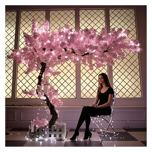 CDDUOLA 5ft Cherry Blossom Tree Artificial with Lights Faux Pink Artificial Flowers Handmade Fake Japanese Cherry Blossom ...