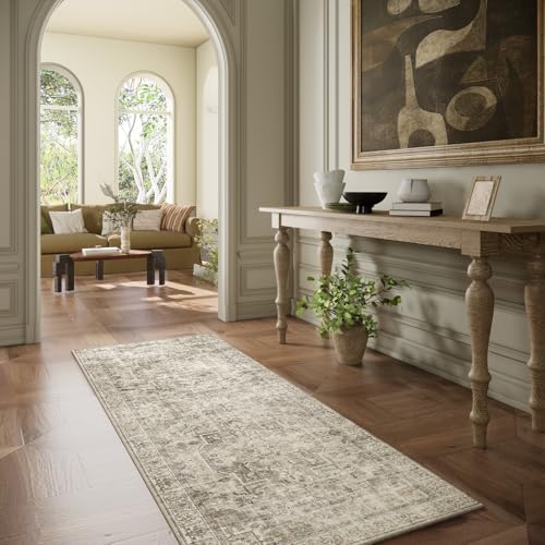 Machine Washable Kitchen Runner Rugs: 2'6"x8' Hallway Rug Non Slip Low Pile Stain Resistant Soft Carpet Runners for Hallwa...