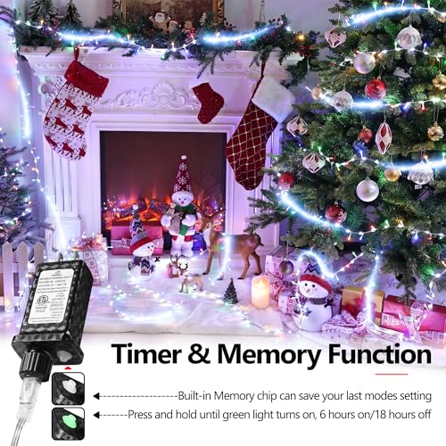 Jyoiat 30FT Christmas Lights - 240 LEDs Water Flowing Multicolor String Lights with 8 Basic Modes + 6 Flowing Modes,Outdoo...