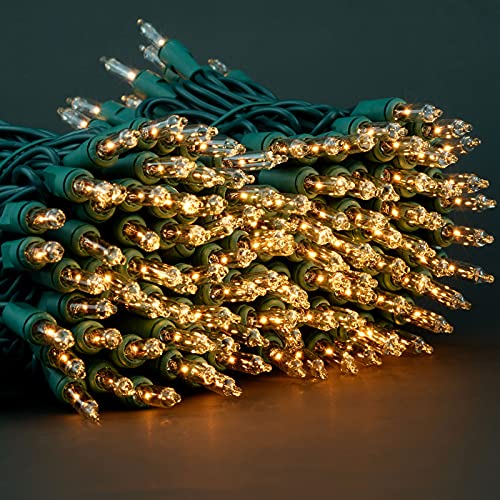 YULETIME 200 Clear Christmas Lights with Green Wire, Pack of 2 Strands of 21 ft 100 Count UL Certified Incandescent Mini S...