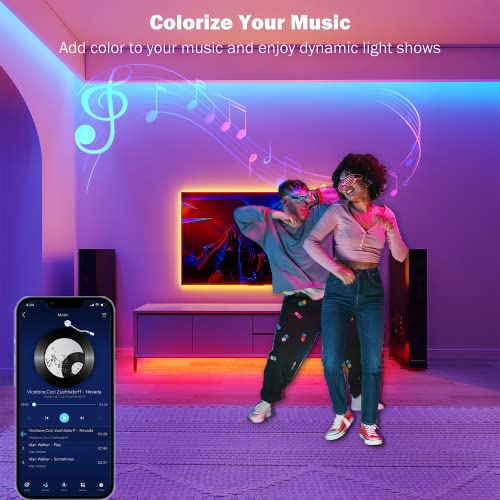 Leeleberd Led Lights for Bedroom 100 ft (2 Rolls of 50ft) Music Sync Color Changing RGB Led Strip Lights with Remote App C...