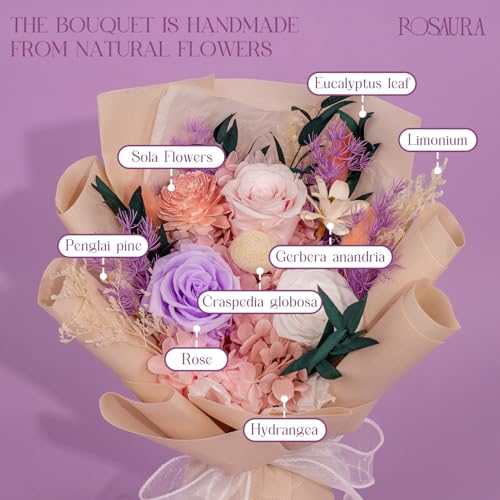 Rosaura Preserved Flowers Bouquets, flowers for Delivery Prime, Forever Roses Bouquets Valentine's Day, Mother's Day, Chri...
