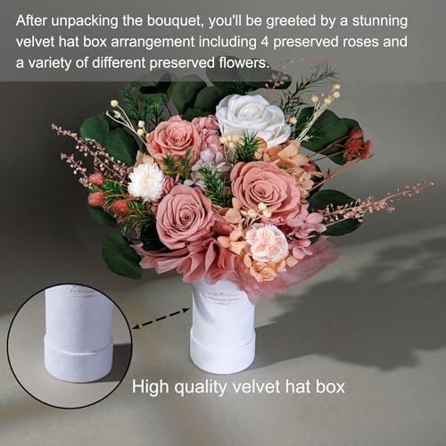 Perfectione Roses 4 Roses Mixed Bouquet for Mother's Day, Flowers for Delivery, Preserved Flowers Birthday Gift for Women ...