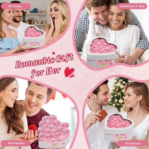 Cooeach Luxury Preserved Roses – Forever Real Roses Flowers for Delivery in a White Box, Preserved Flowers Birthday Gifts ...