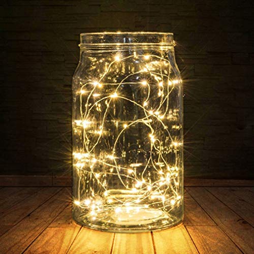 BXROIU 2 x 50LEDs Fairy Lights Battery Operated, Silver Wire 2 Mode Chains String Lights for Bedroom Christmas Party Decor...