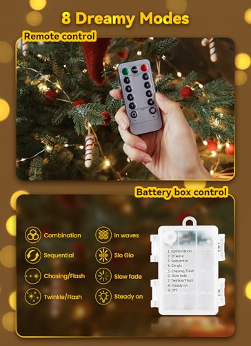 Minetom Fairy Lights Battery Operated with Remote, 33Ft 100 LED Waterproof String Lights Indoor Outdoor, Starry Twinkle Li...