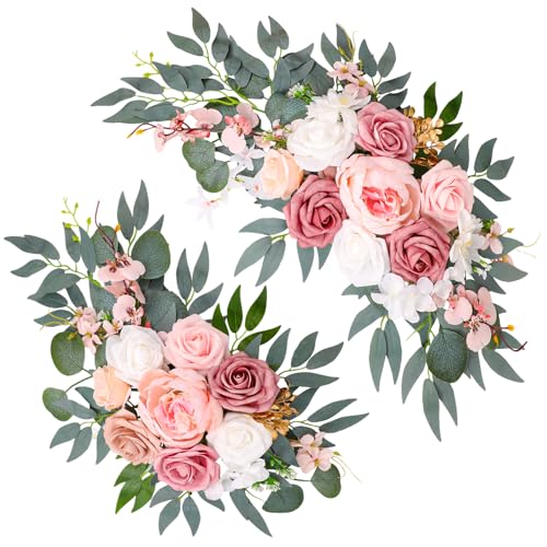Wedding Arch Decorations 2 Pack - Reusable Artificial Hanging Flowers Floral Swag Greenery Garland for Wedding Welcome Sig...