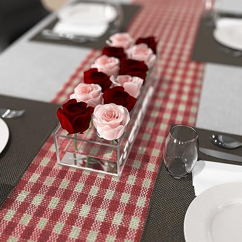 4 Pack 12" Clear Acrylic Flower Vase Rectangular Floral Centerpiece for Dining Table Modern Flower Arrangement for Home De...